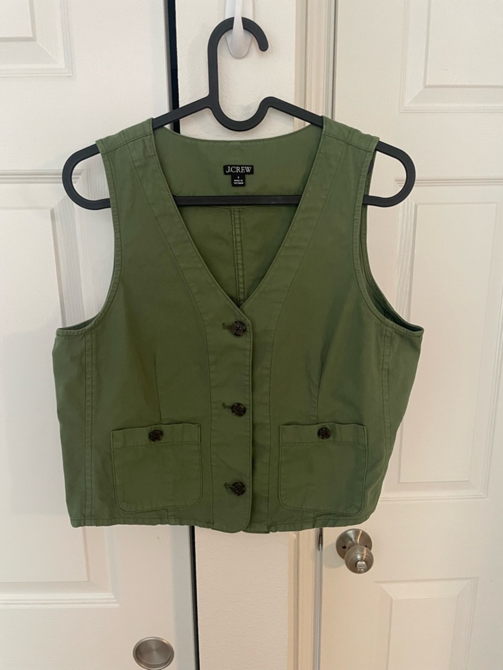 J. Crew Green Button-Front Utility Vest